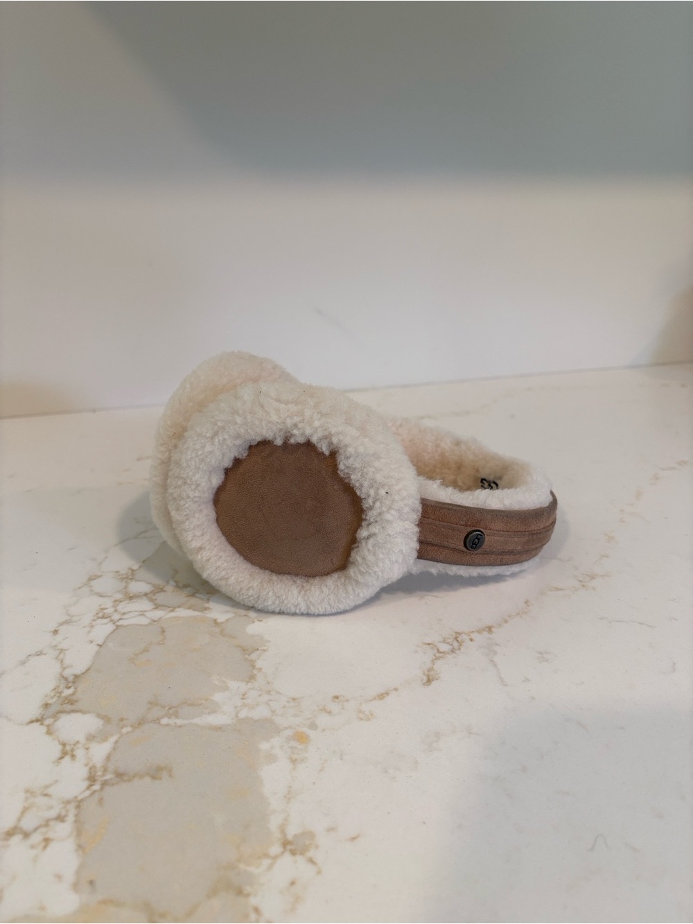 UGG Kids Shearling Ear Muffs in Cream and Brown